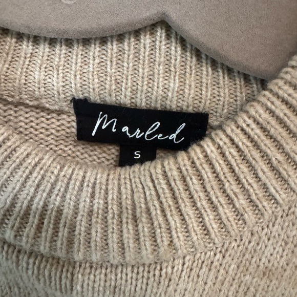 Marled Women's Cream Crew Neck Sweater - Picture 3 of 4